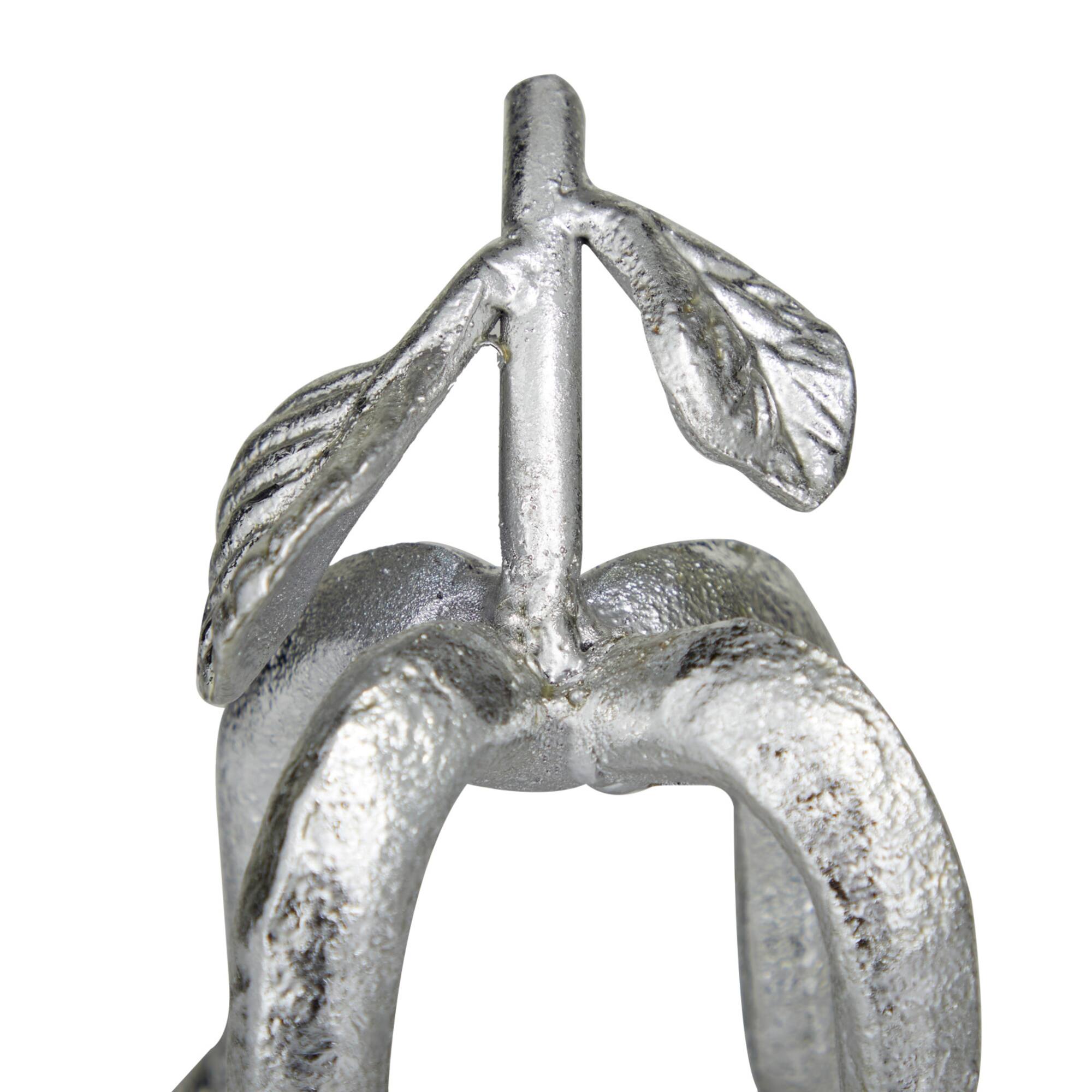 Set of 2 Silver Metal Eclectic Fruit Sculpture 8", 7"